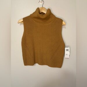French ConnectionWomen's Camel Sleeveless Knit Sweater Turtleneck Medium NWT